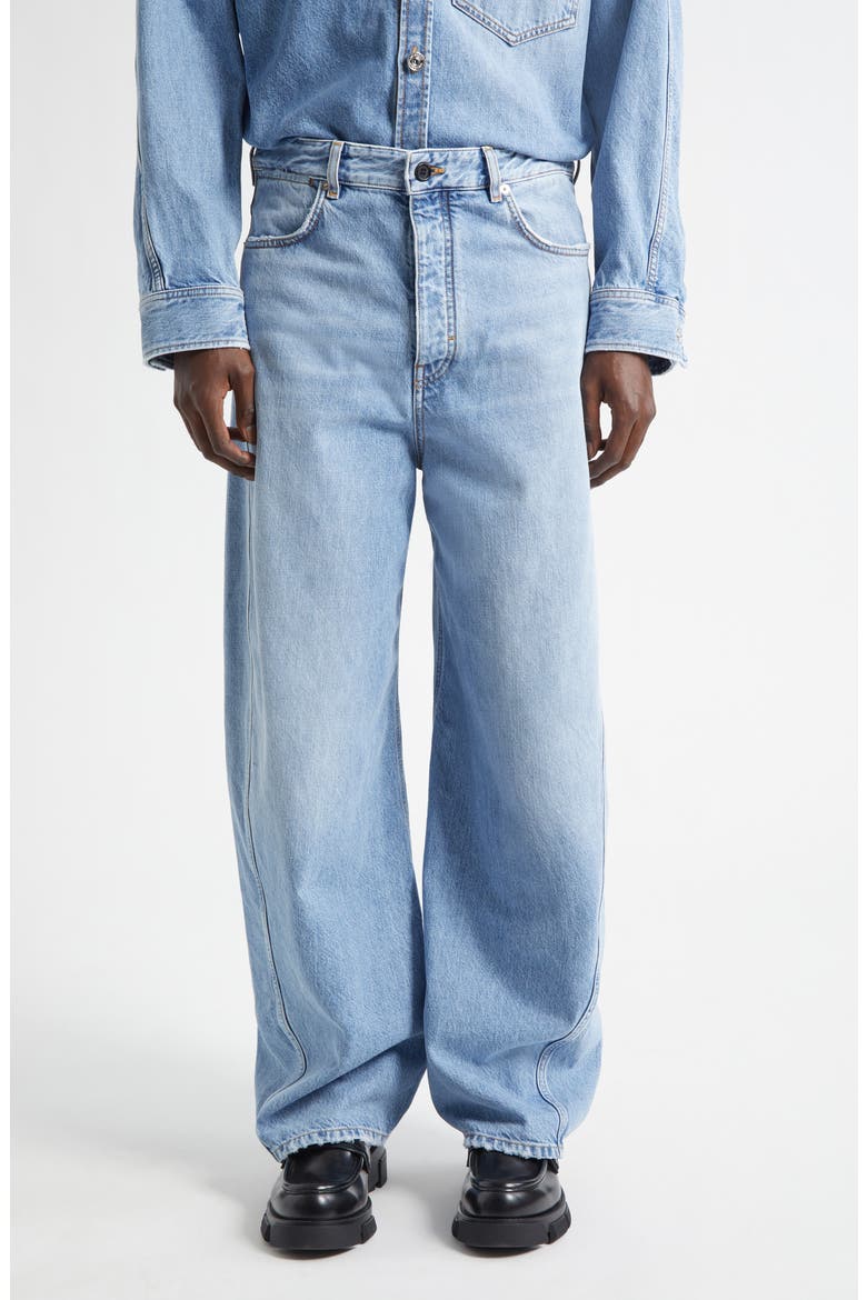 Couture Seam Straight Leg Jeans, Main, color, LIGHT BLUE