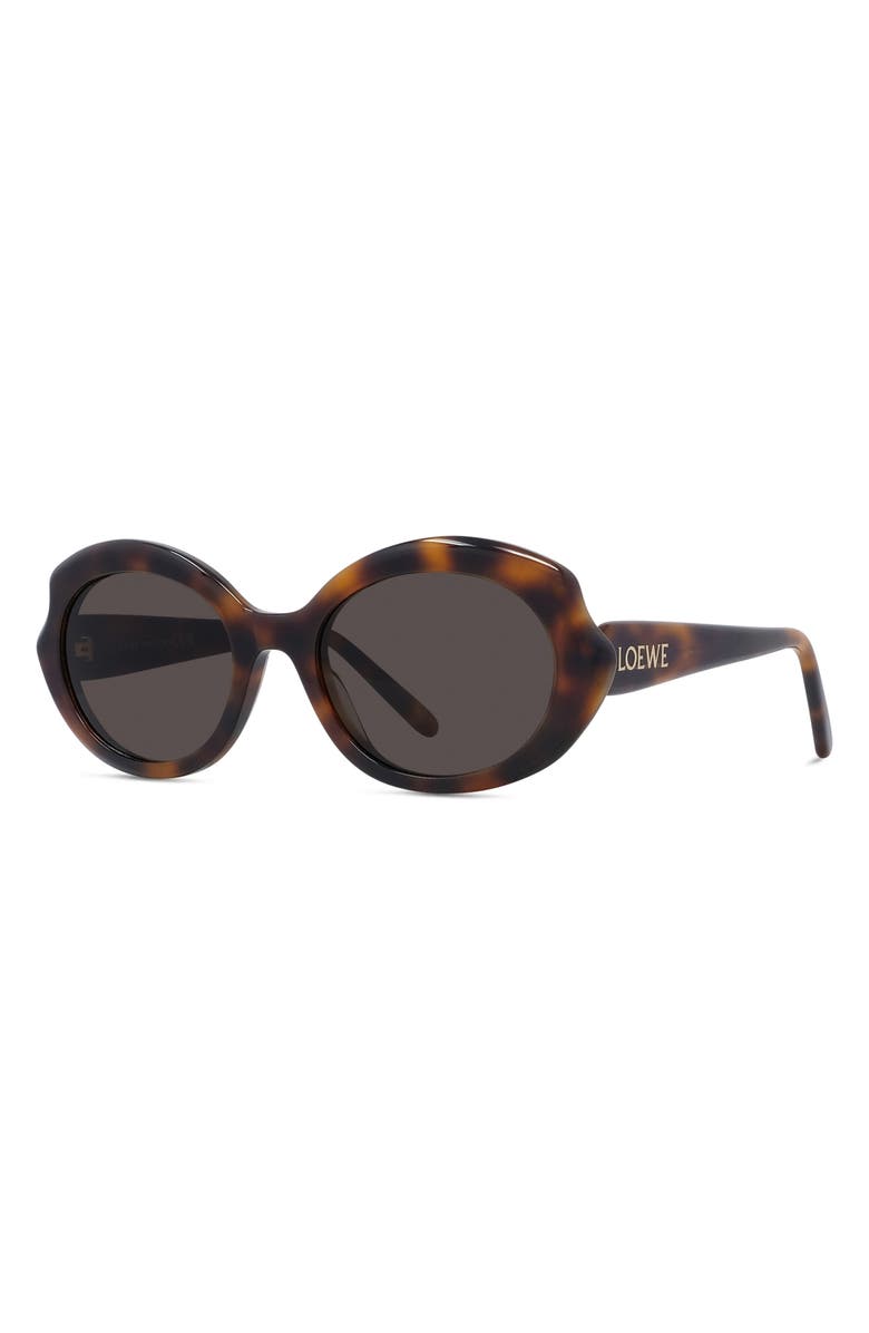 Loewe Thin Mini 54mm Oval Sunglasses, Alternate, color, Dark Havana / Brown