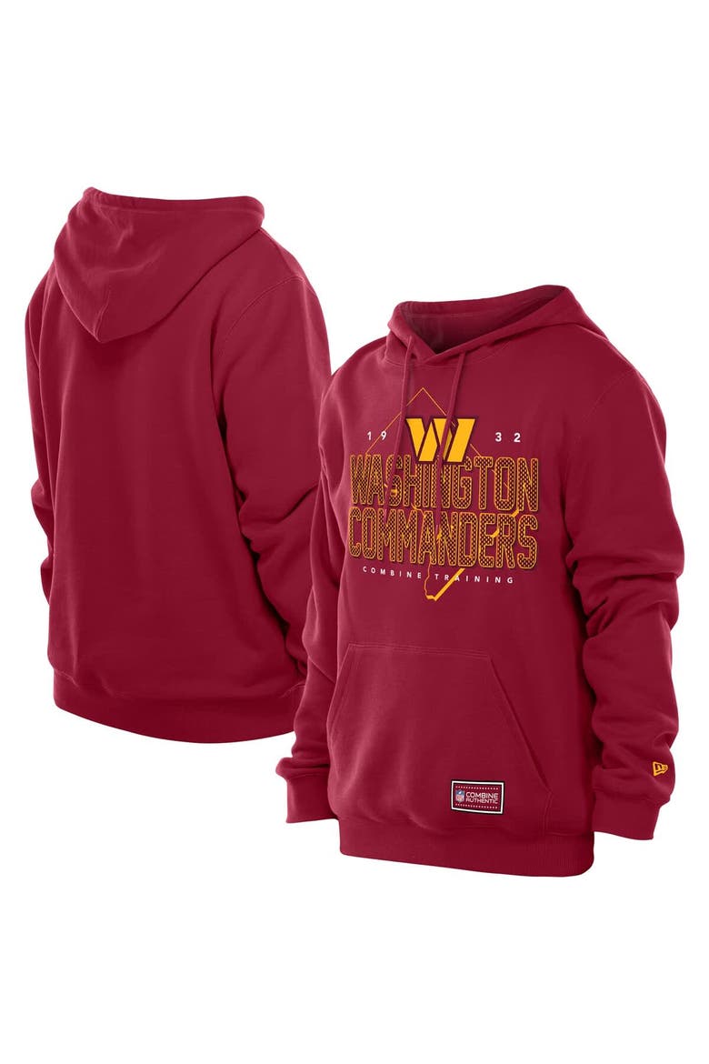 Men's New Era Burgundy Washington Commanders Combine Authentic Local State Throwback Hoodie, Main, color, Burgundy