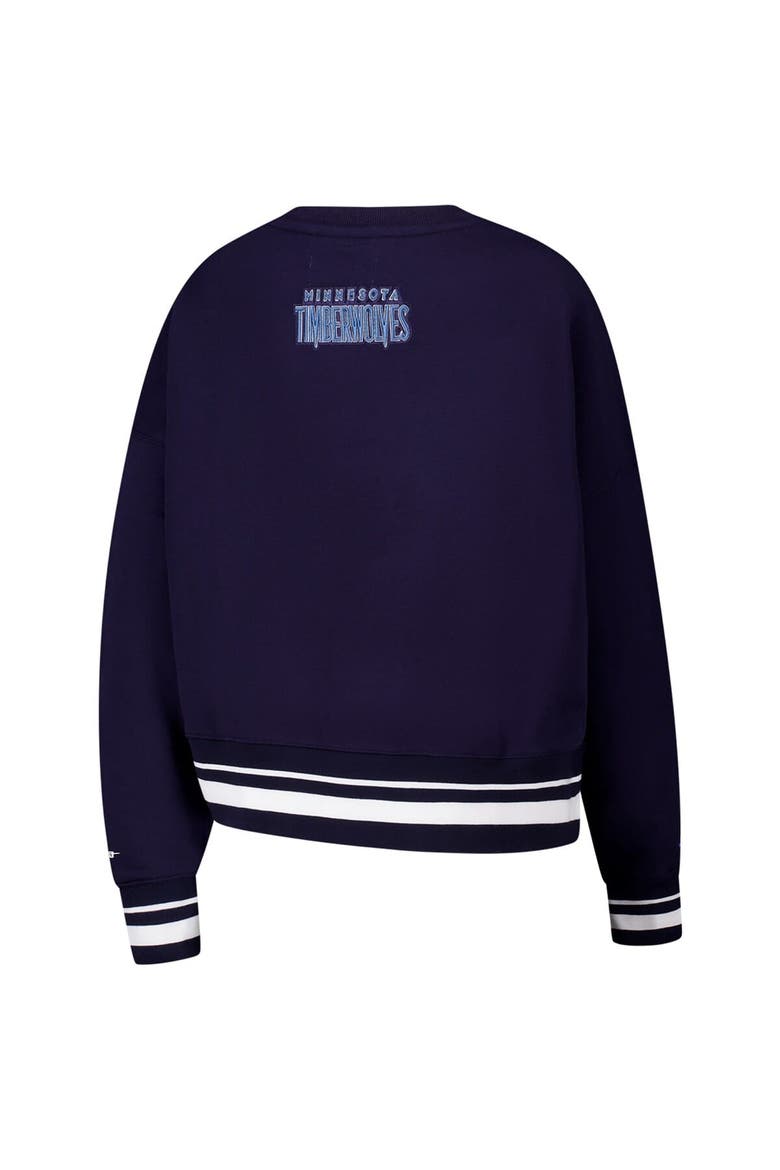 Women's Pro Standard Navy Minnesota Timberwolves Area Code Cropped Pullover Sweatshirt, Alternate, color, Navy