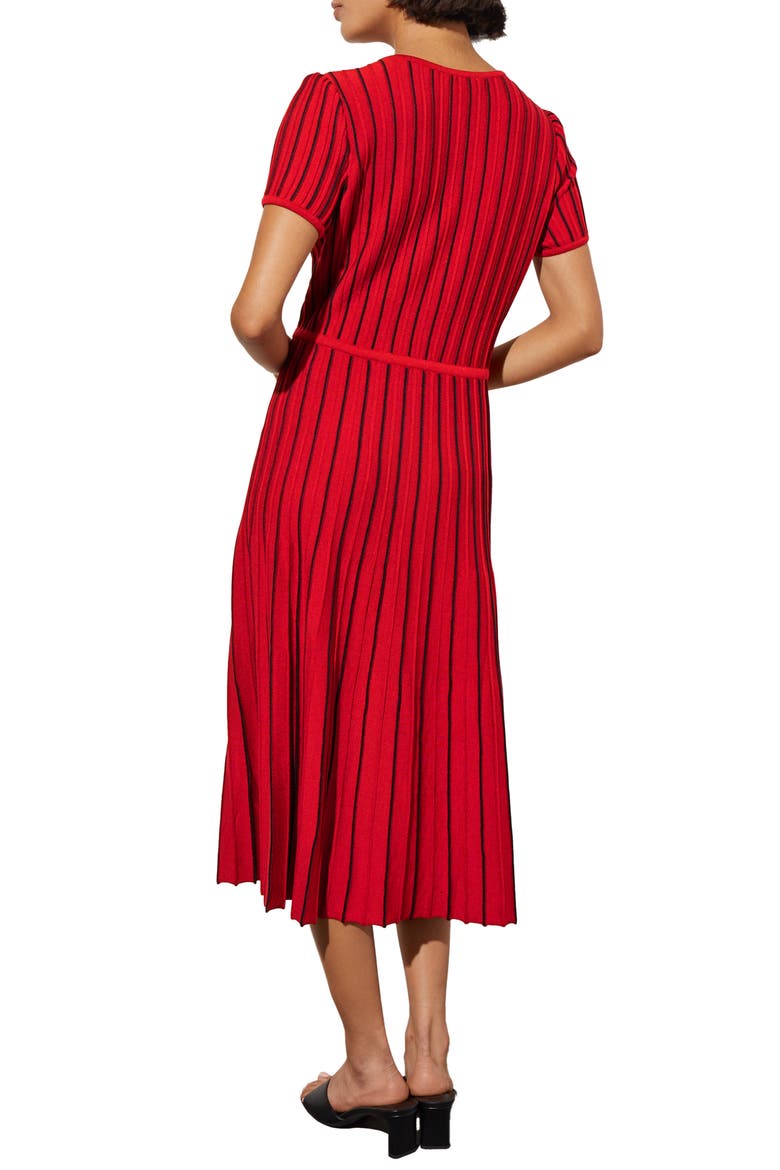 Stripe A-Line Midi Sweater Dress, Alternate, color, GARNET/ BLACK