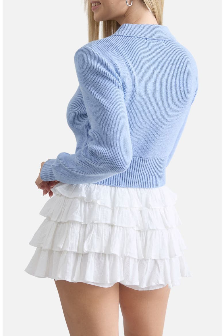 Collared Tie Front Cardigan, Alternate, color, DENIM BLUE