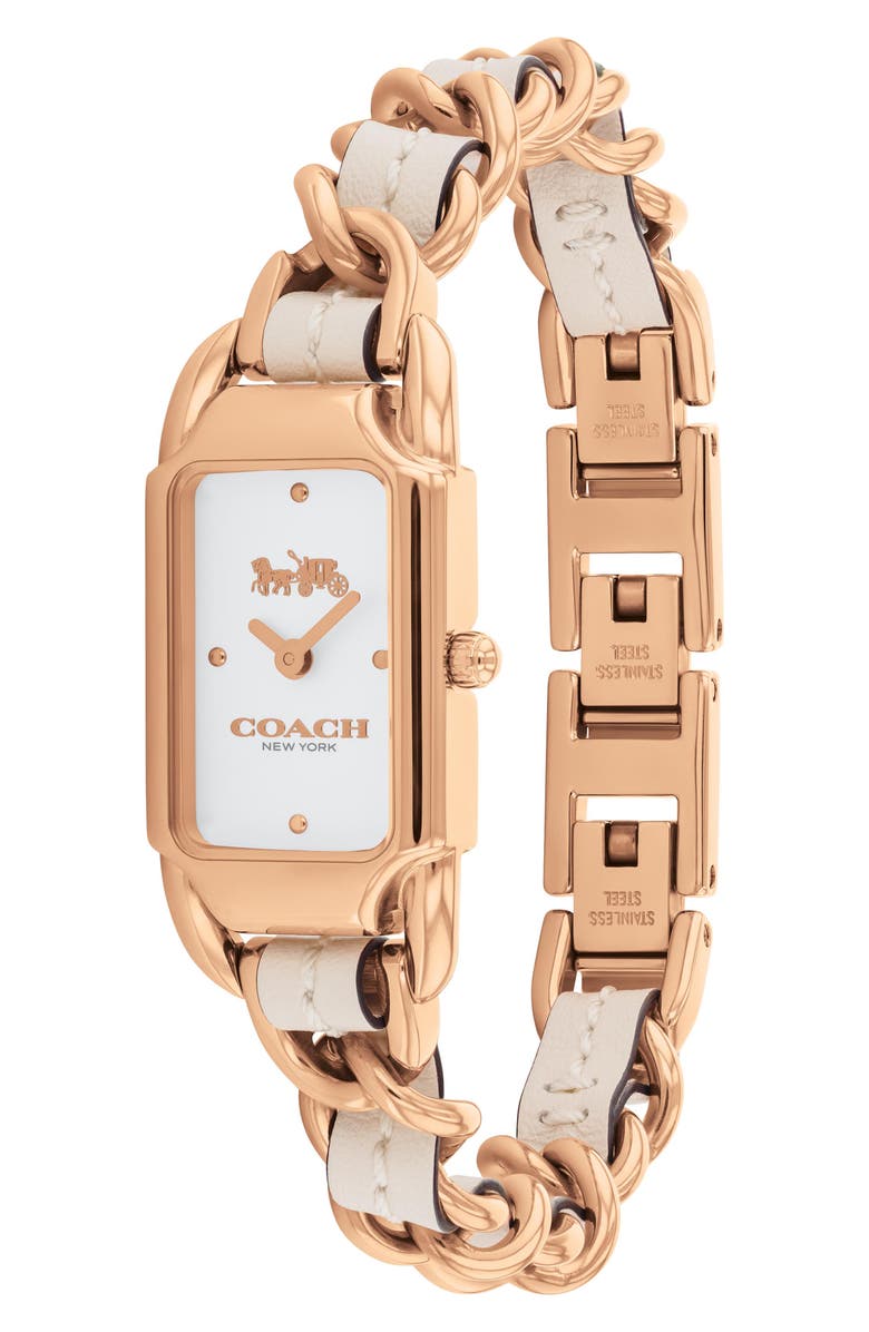 COACH Cadie Rectangular Bracelet Watch, 17.5mm x 28.5mm, Alternate, color, White