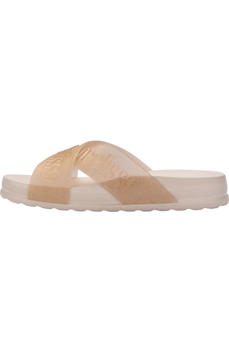 Mini Melissa Kids' Cozy Cross Strap Slide Sandal, Alternate, color, Beige/ Glitter