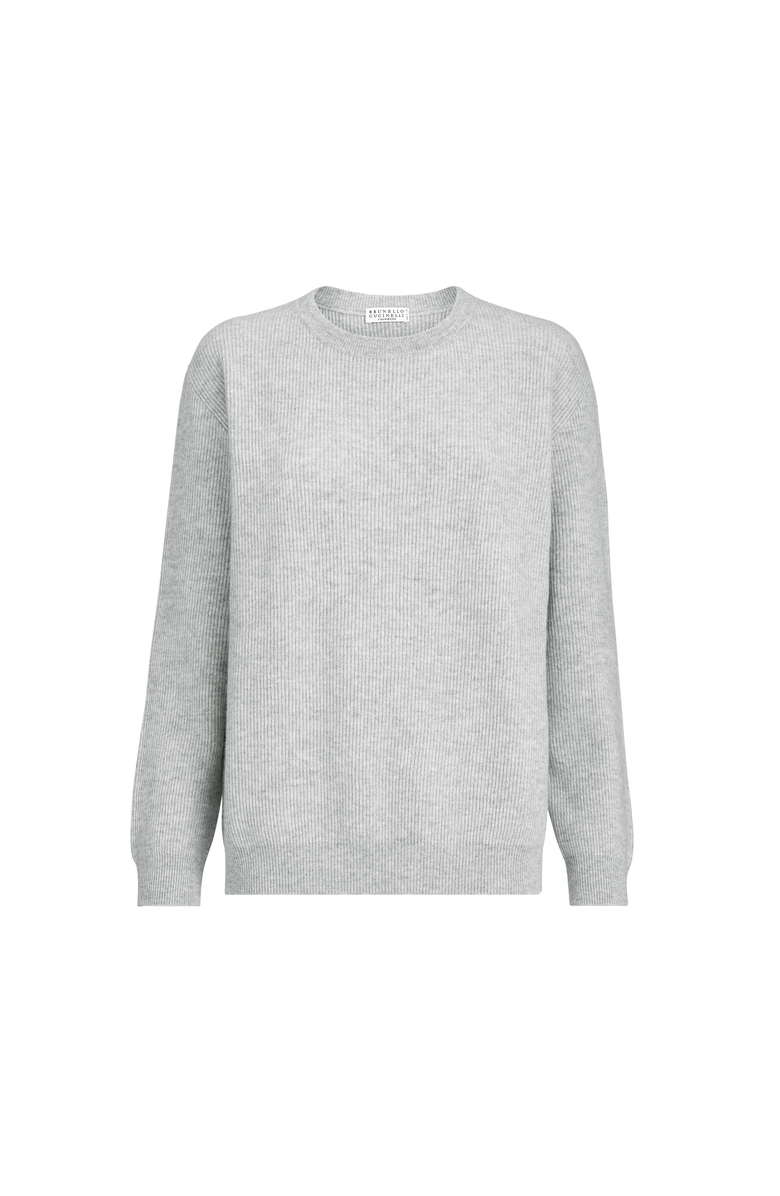 Brunello Cucinelli Cashmere sweater with monili, Main, color, Light Grey