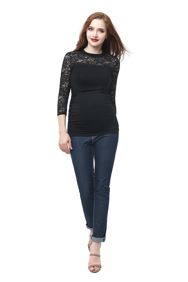 Rainey Ruched Maternity Top, Alternate, color, BLACK