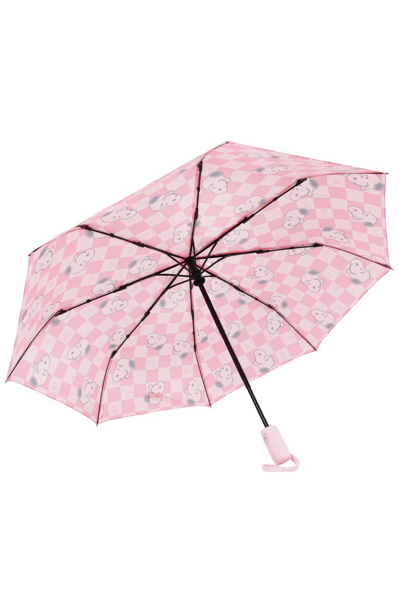 PEANUTS Checker Umbrella, Alternate, color, Pink