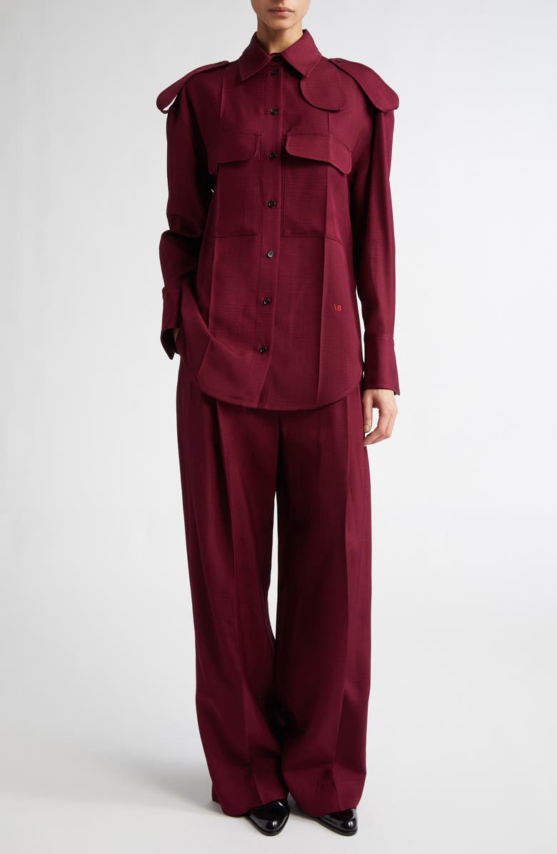 Victoria Beckham Pleated Wide Leg Trousers, Alternate, color, 