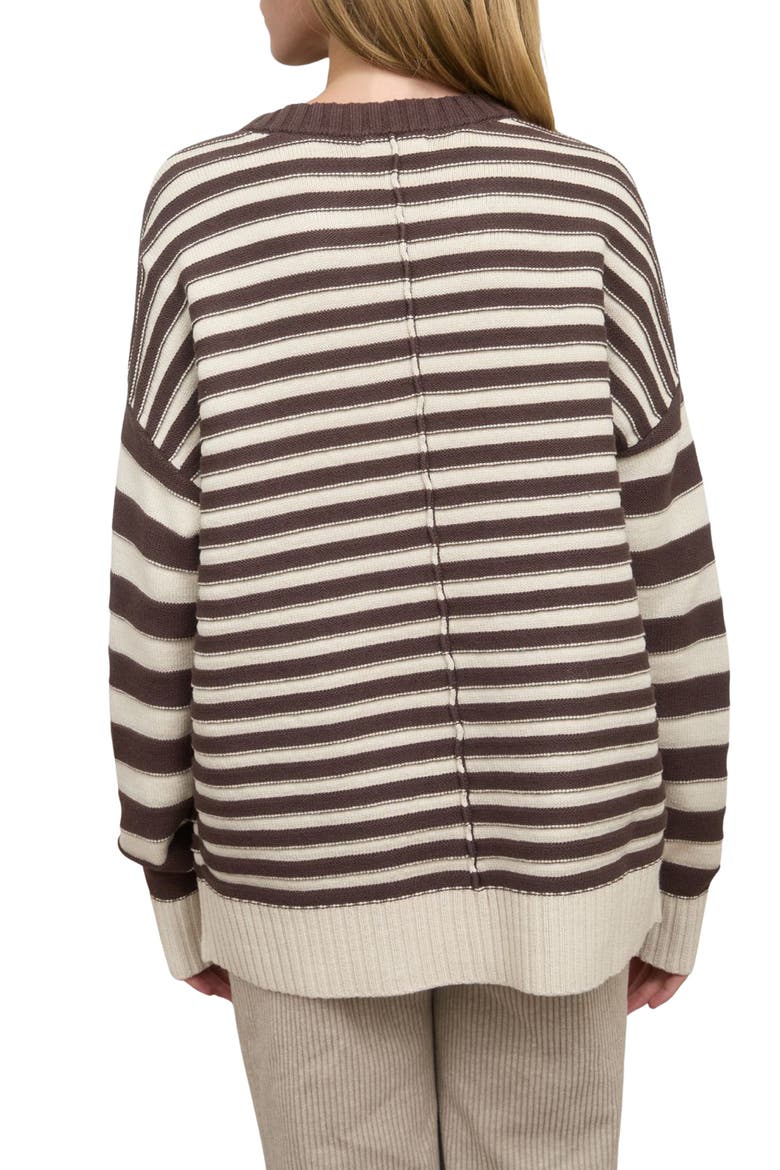 Stripe Pullover Sweater, Alternate, color, BROWN