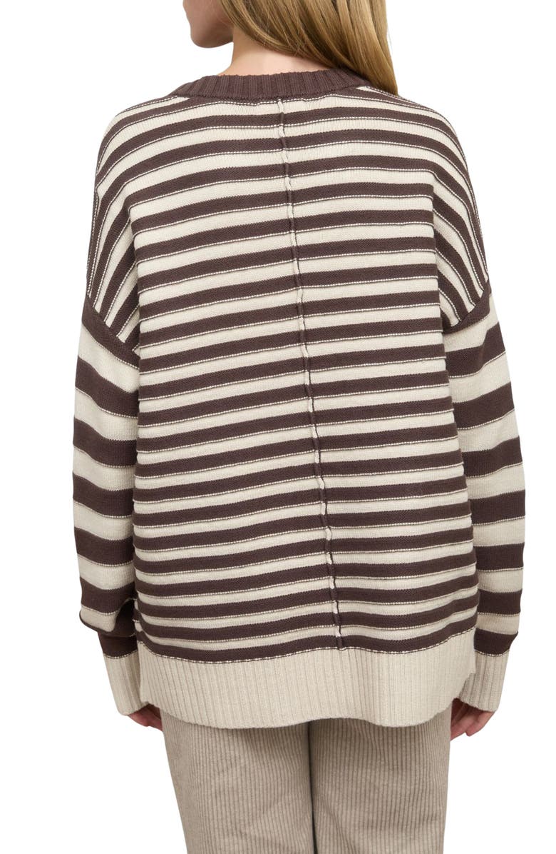 Blu Pepper Stripe Pullover Sweater, Alternate, color, Brown