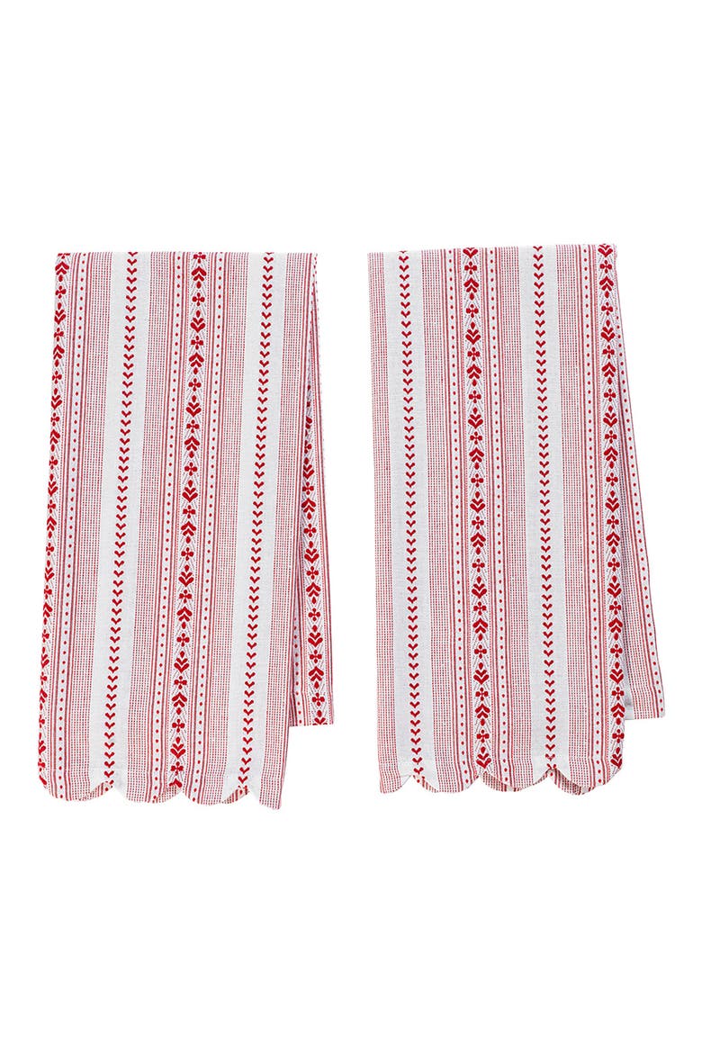 Villa Stripe Set of 2 Kitchen Towels, Main, color, RUBY