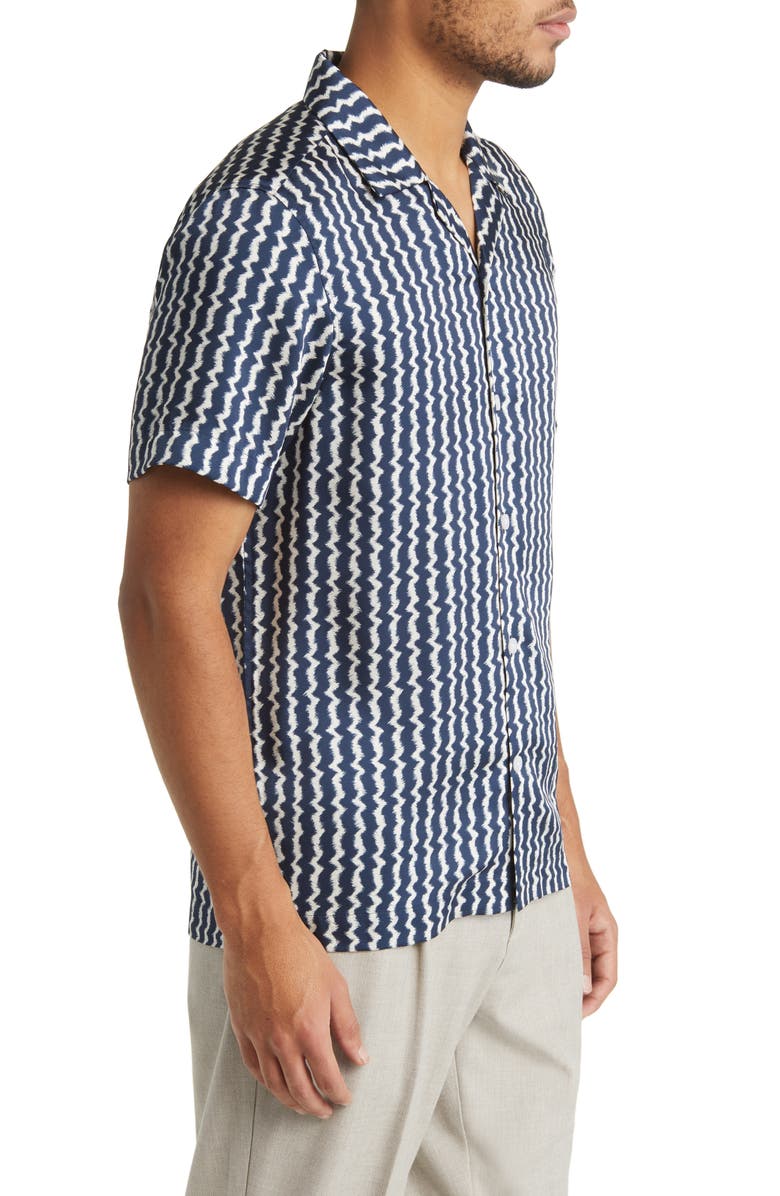 Reiss Mayday Abstract Stripe Short Sleeve Button-Up Camp Shirt, Alternate, color, 