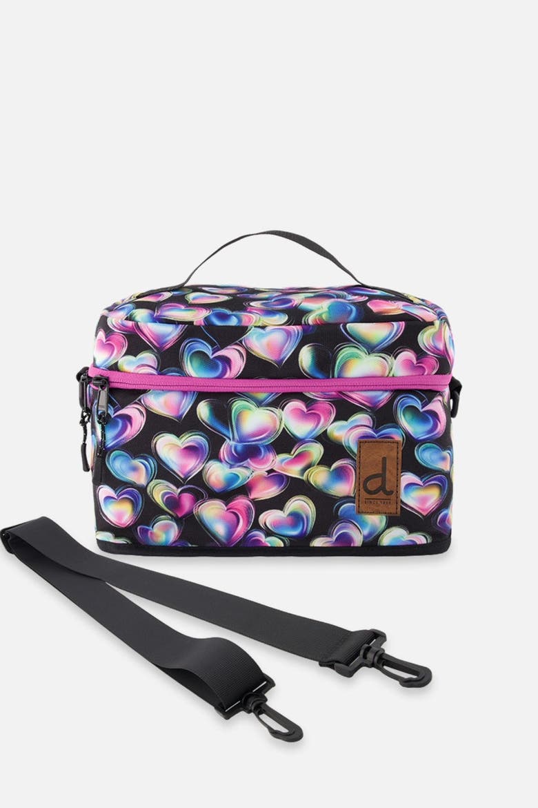 Hearts Charming Functional Spacious Lunch Box, Main, color, Black Printed with Hearts