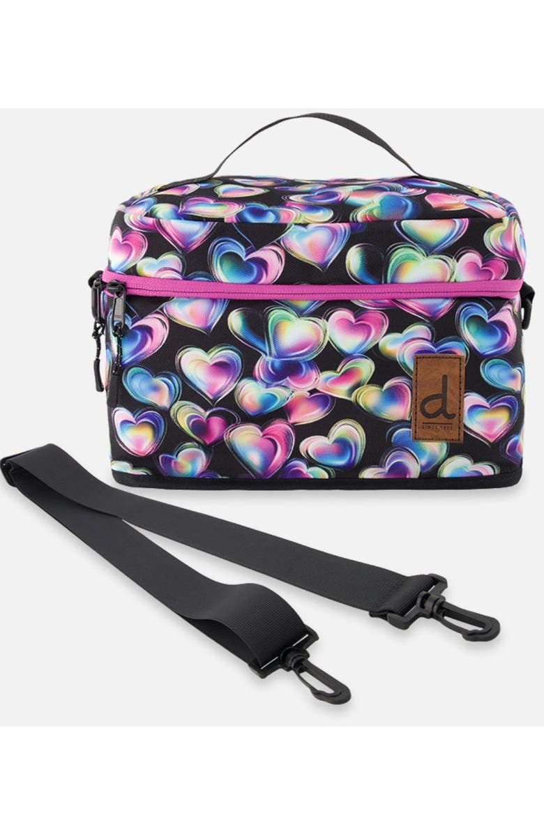 Deux par Deux Hearts Charming Functional Spacious Lunch Box, Main, color, Black Printed With Hearts