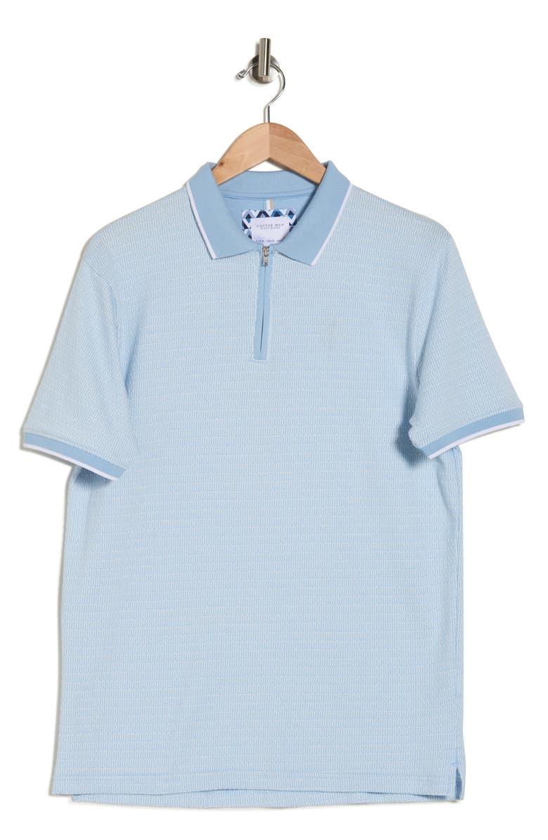 Cactus Man Textured Zip Polo, Alternate, color, Blue