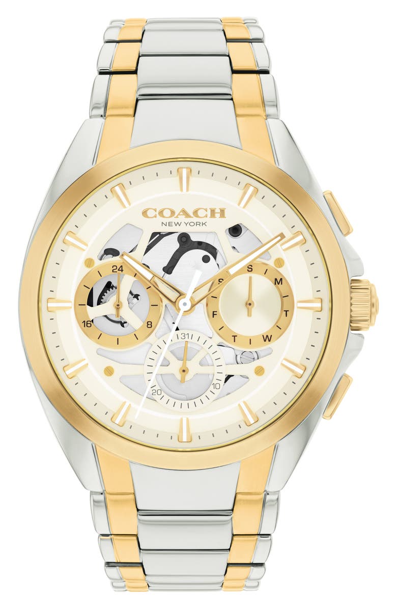 COACH Jackson Bracelet Chronograph Watch, 41.5mm, Main, color, Silver  Gold