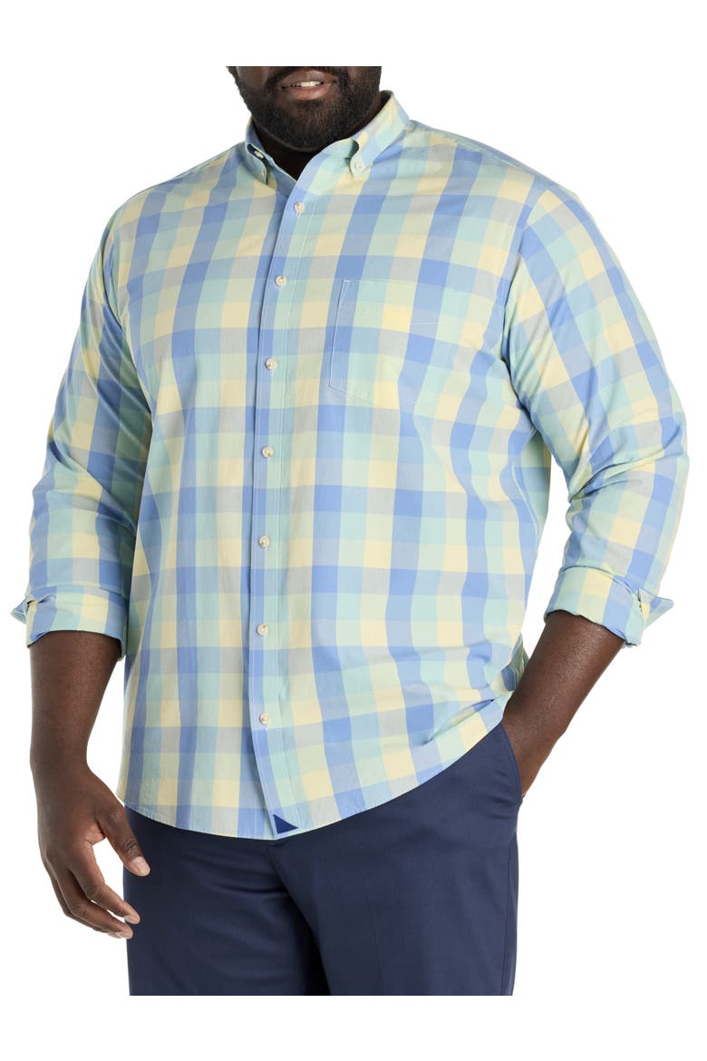 Big & Tall Vintage-Washed Stratford Sport Shirt, Main, color, YELLOW