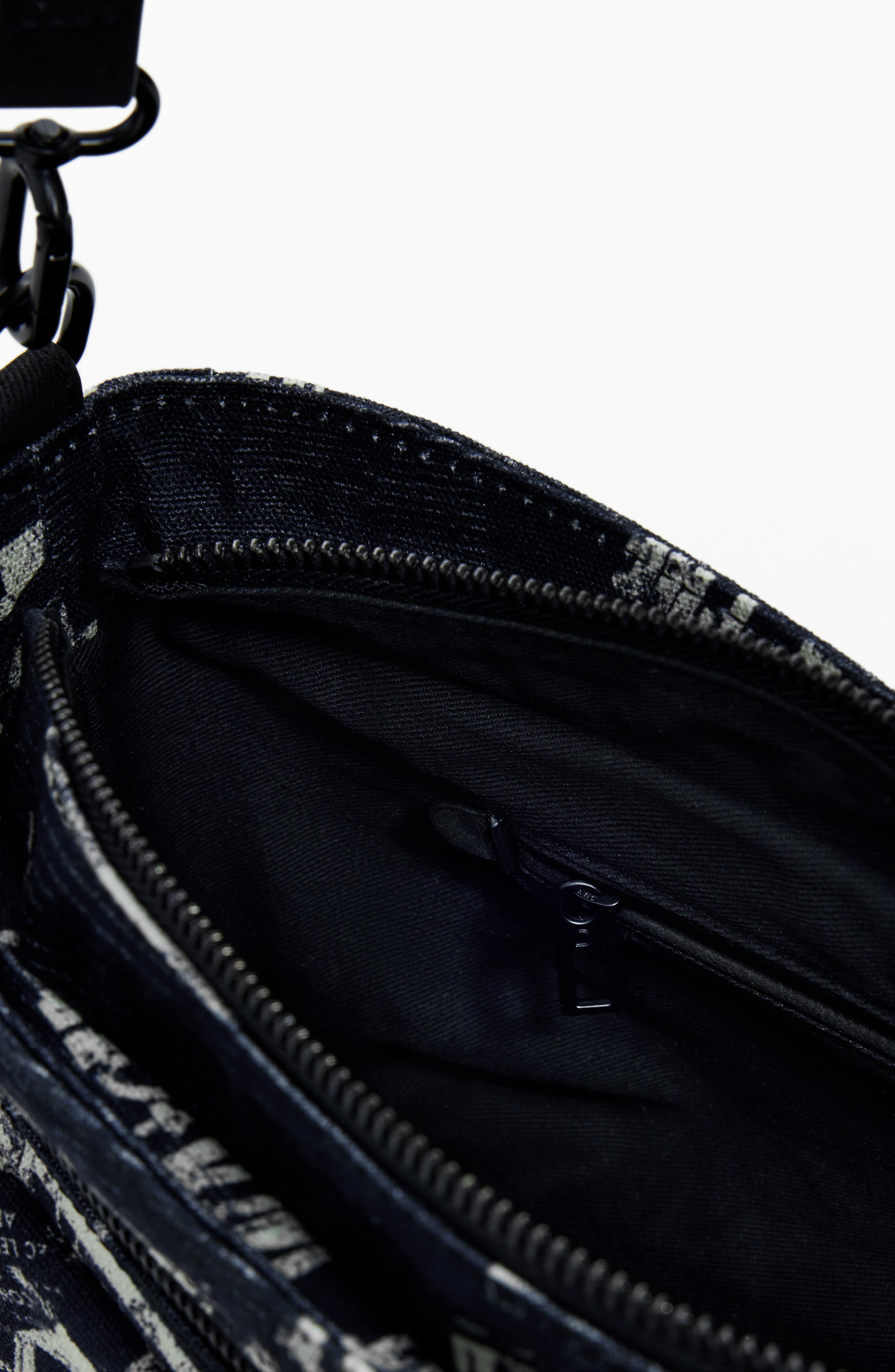 Desigual Cotton Canvas Shoulder Bag, Alternate, color, Black