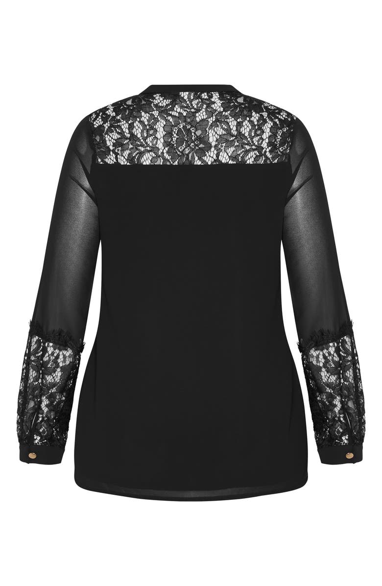 City Chic Mysterious Lace Trim Top, Alternate, color, 