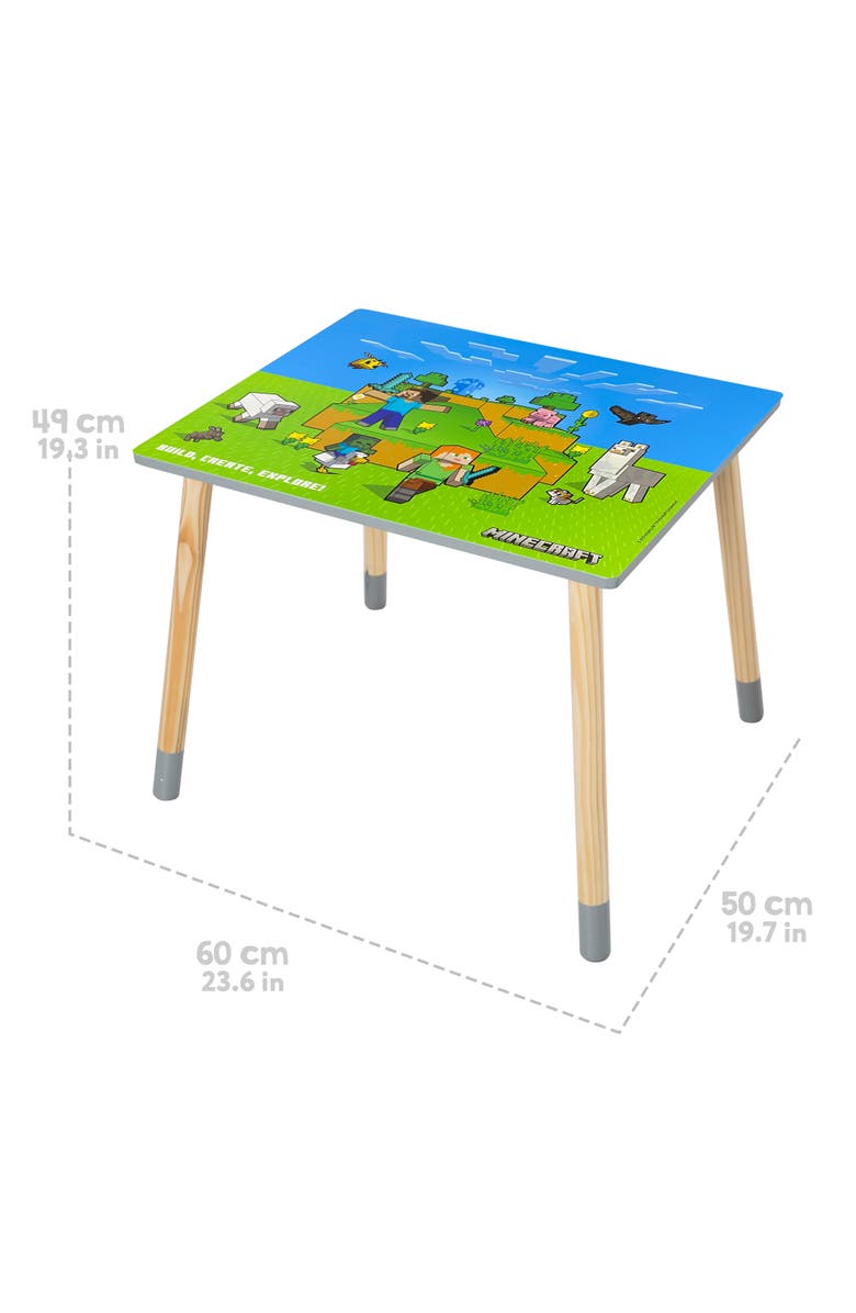 MINECRAFT Kids Wooden Table & Chair Set Green & Blue, 3Piece Decor, Alternate, color, Multicolored