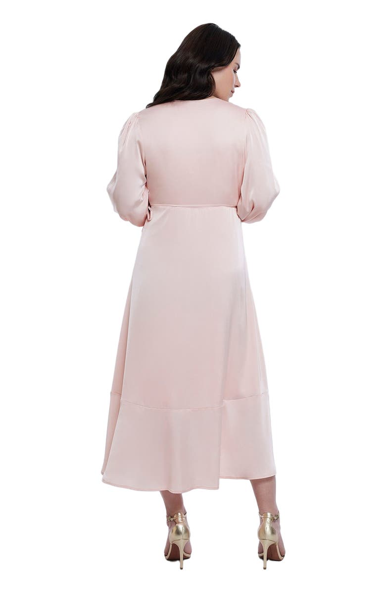 MOTHERHOOD MATERNITY Woven Wrap Long Sleeve Midi Dress, Alternate, color, Lotus