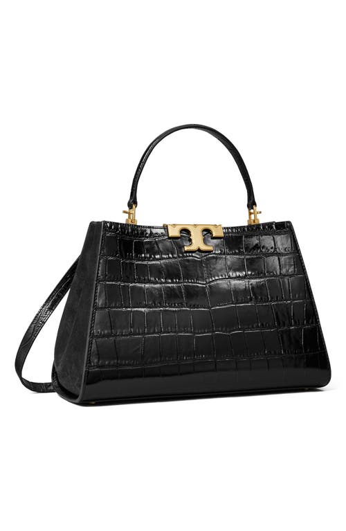 Tory Burch Eleanor Croc-embossed Leather Satchel Bag In Black