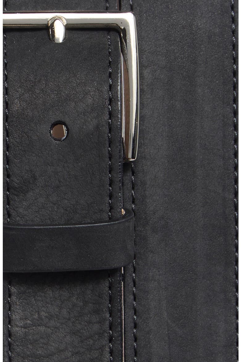 Nubuck Leather Belt, Alternate, color, BLACK/ PALLADIUM