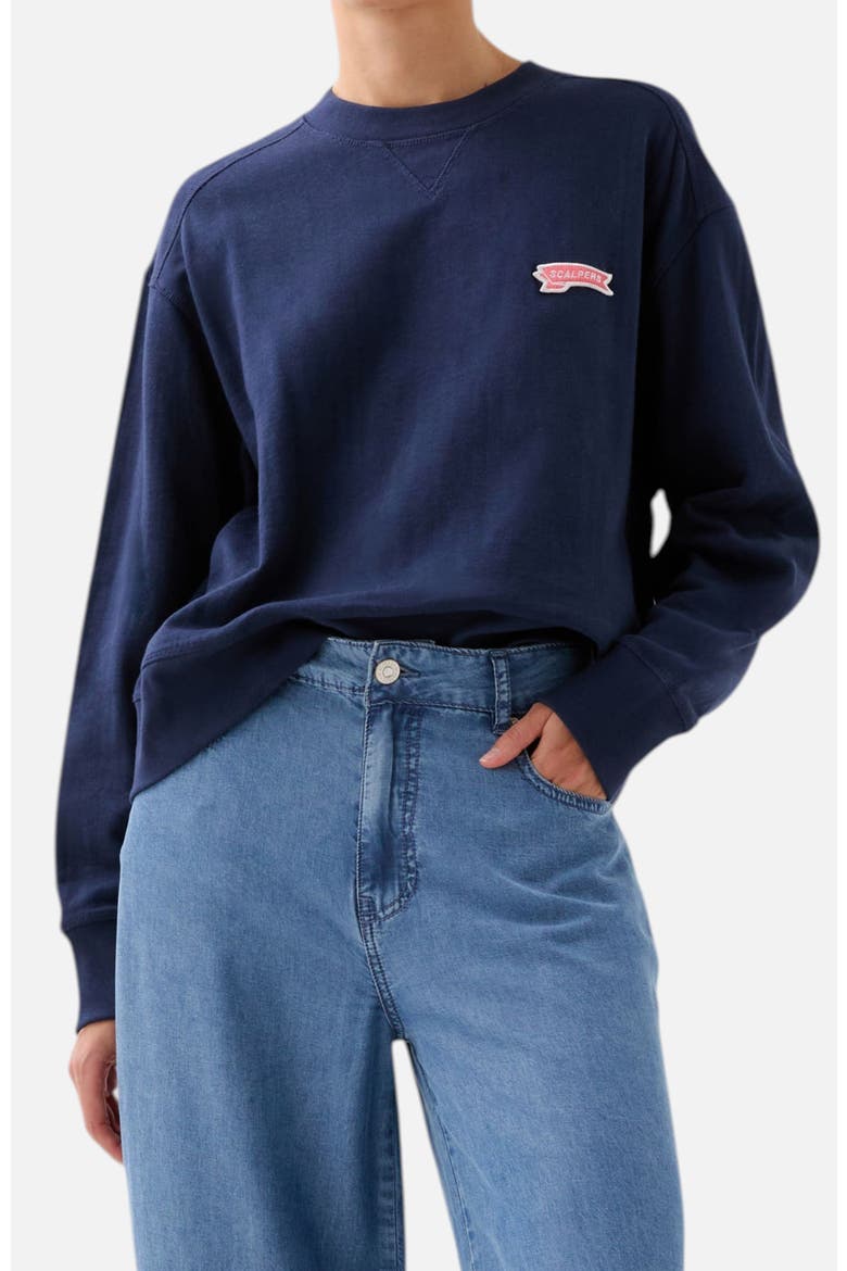 Waffle Patch Sweater, Alternate, color, Navy