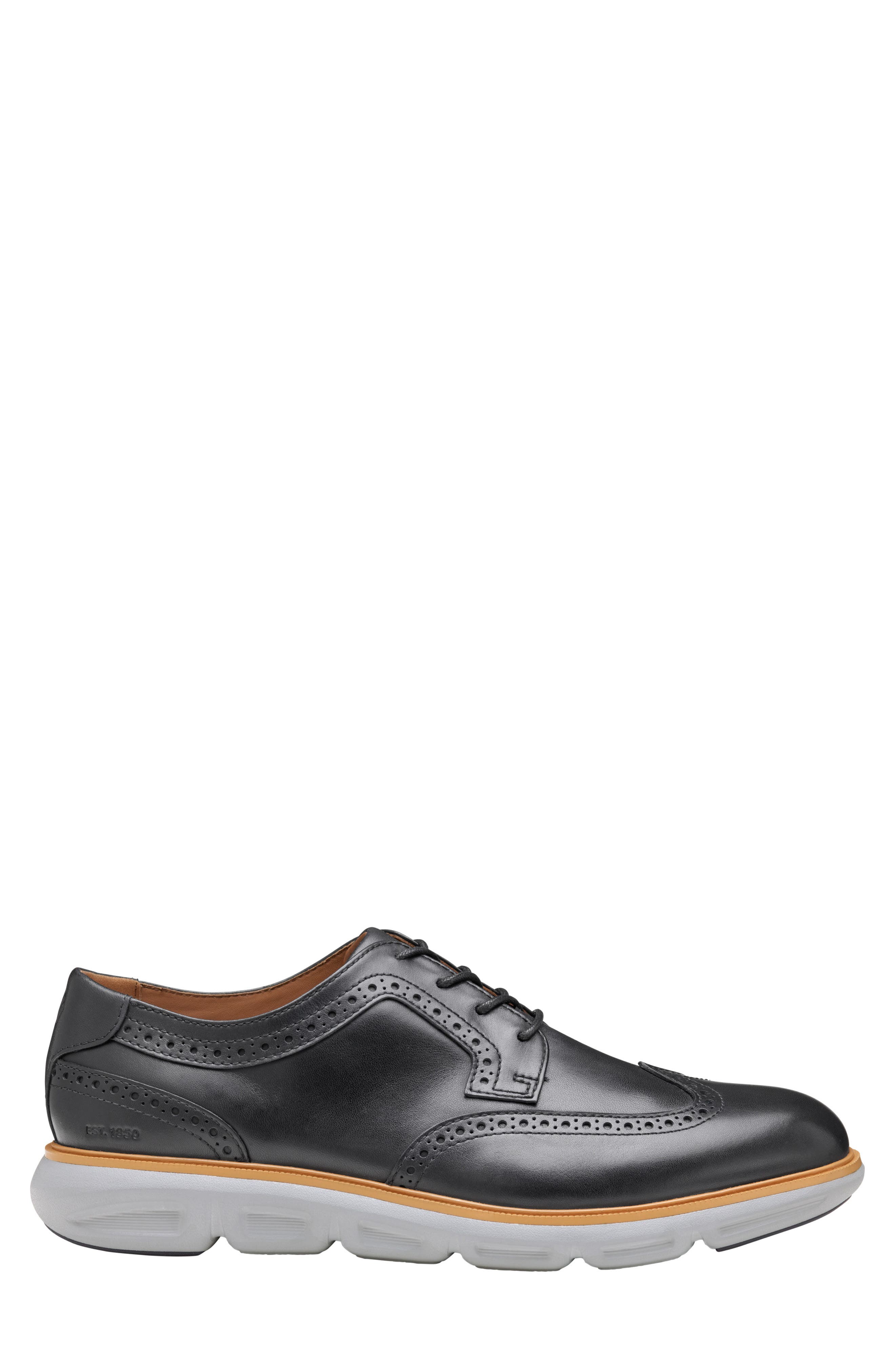 Johnston & Murphy Larkin Wingtip Derby, Alternate, color, Black Italian Calfskin
