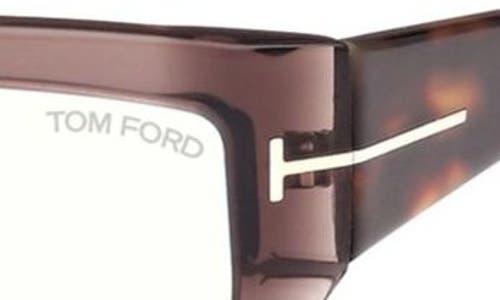 Tom Ford Blue Light Blocking Acetate Square Glasses In Warm Brown/blonde Havana