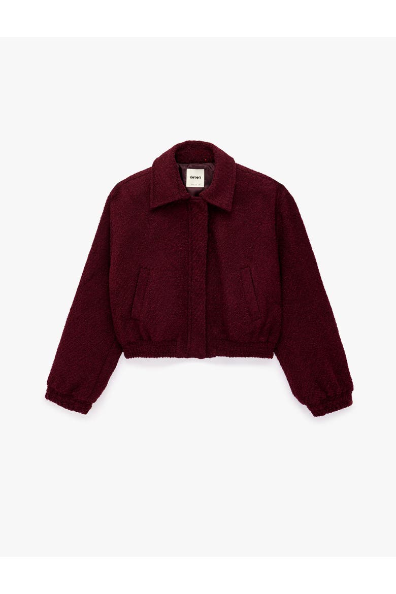 Tweed Bomber Jacket, Alternate, color, BORDEUX