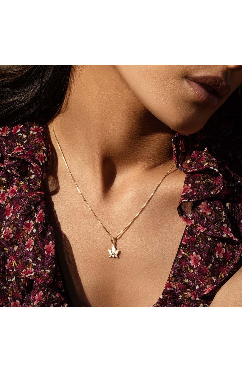 Karma and Luck Emerging Beauty Lotus Pendant Necklace, Alternate, color, Gold/White