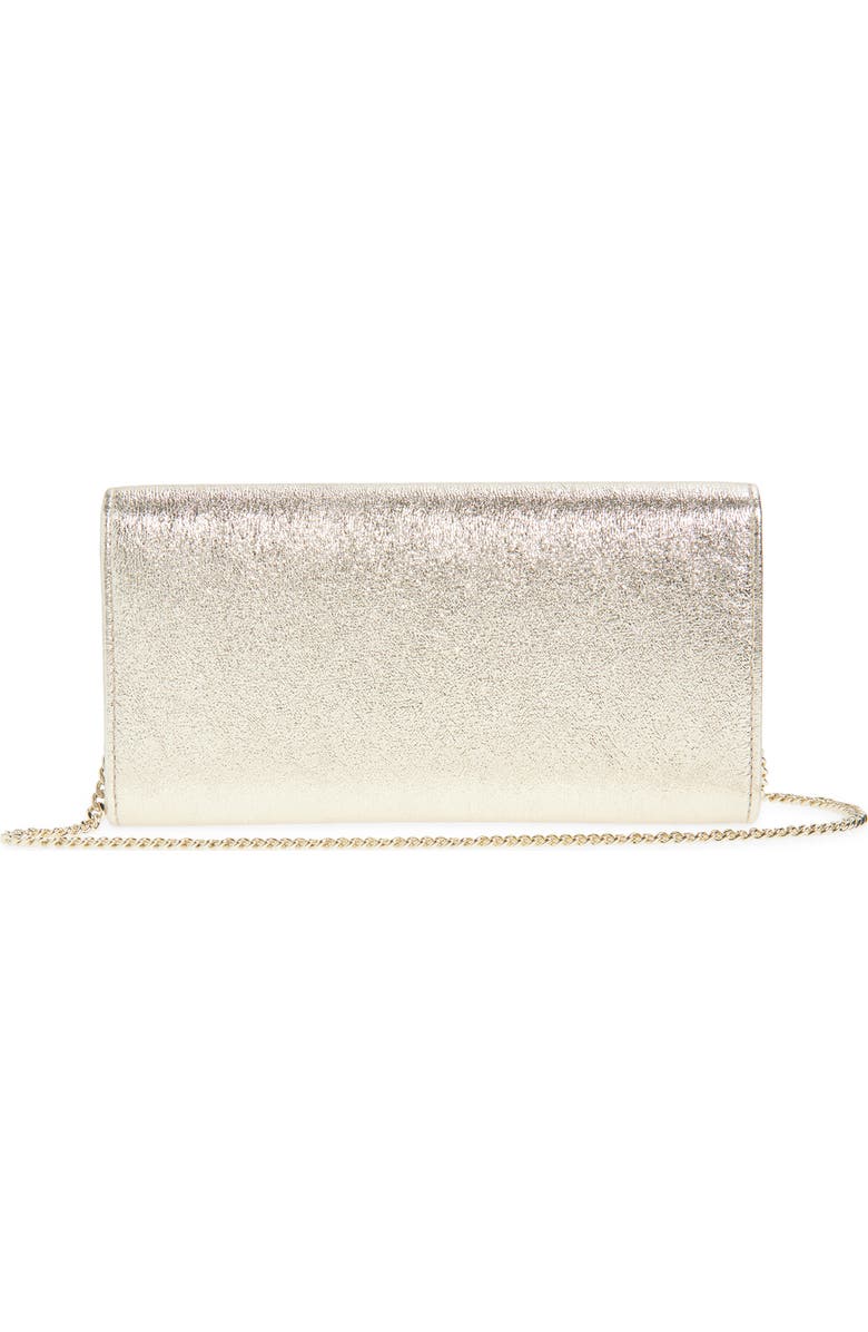 Jimmy Choo Emmie Glitter Leather Clutch, Alternate, color, Platinum Ice/ Light Gold