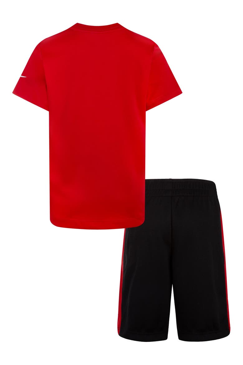 Kids' Swoosh T-Shirt & Shorts Set, Alternate, color, BLACK/ UNIVERSITY RED