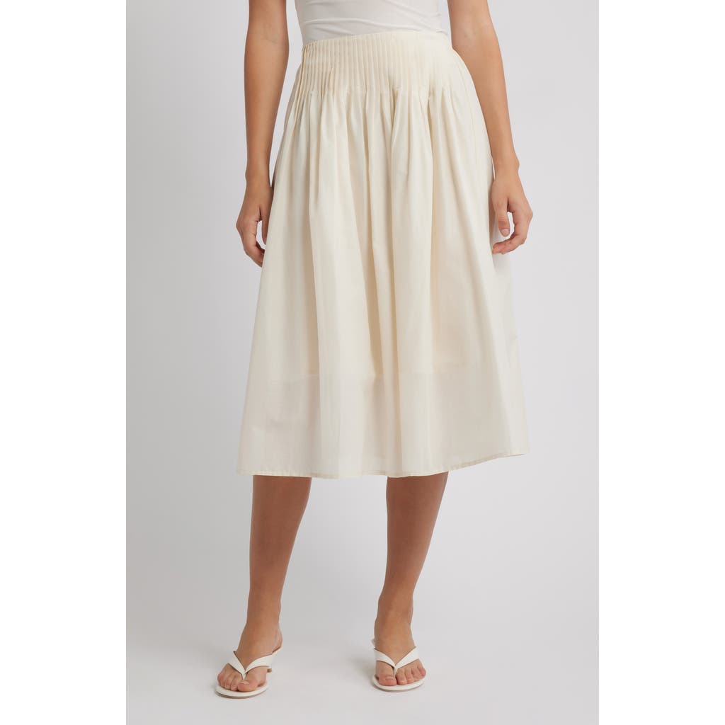 Wayf Greer Pintuck Pleat Midi Skirt In White