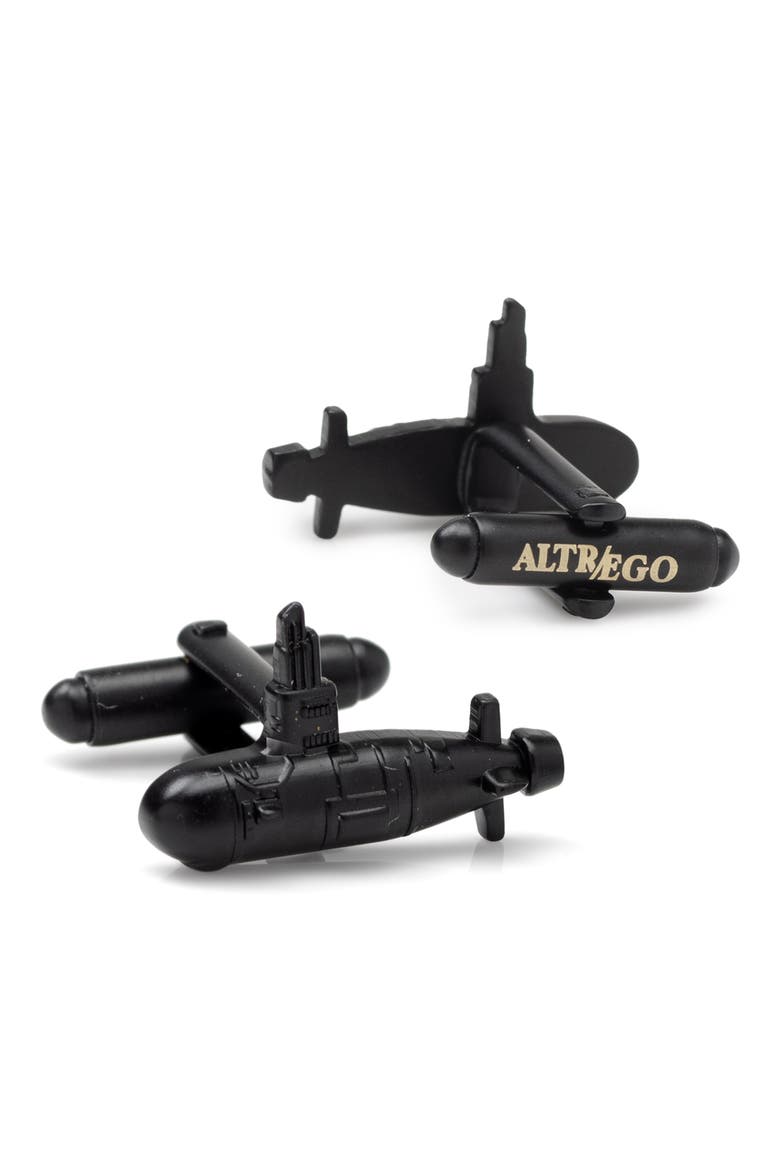 3D US Submarine Black Cuff Links, Main, color, BLACK