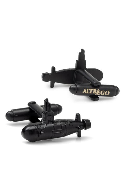 3D US Submarine Black Cuff Links