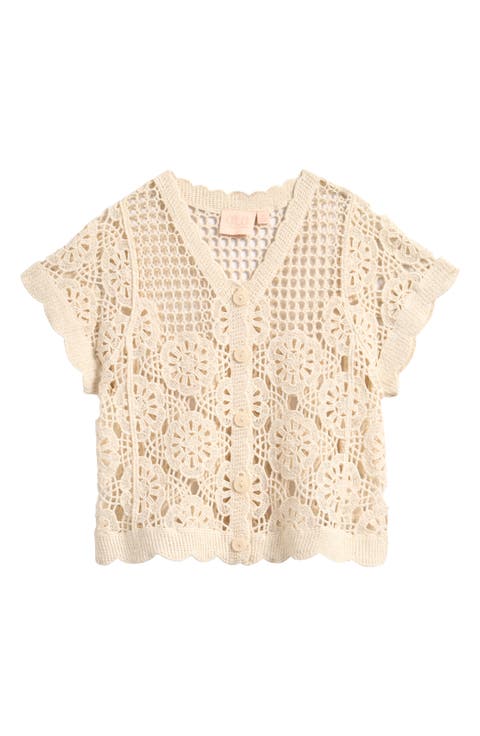 Kids' Crochet Cotton Button-Up Top (Big Kid)