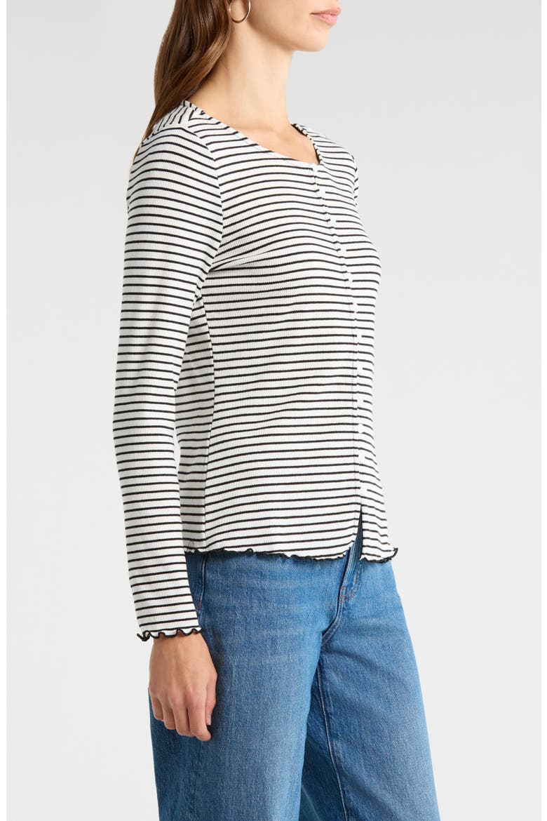 Stripe Stretch Cotton Knit Top, Alternate, color, RICH BLACK