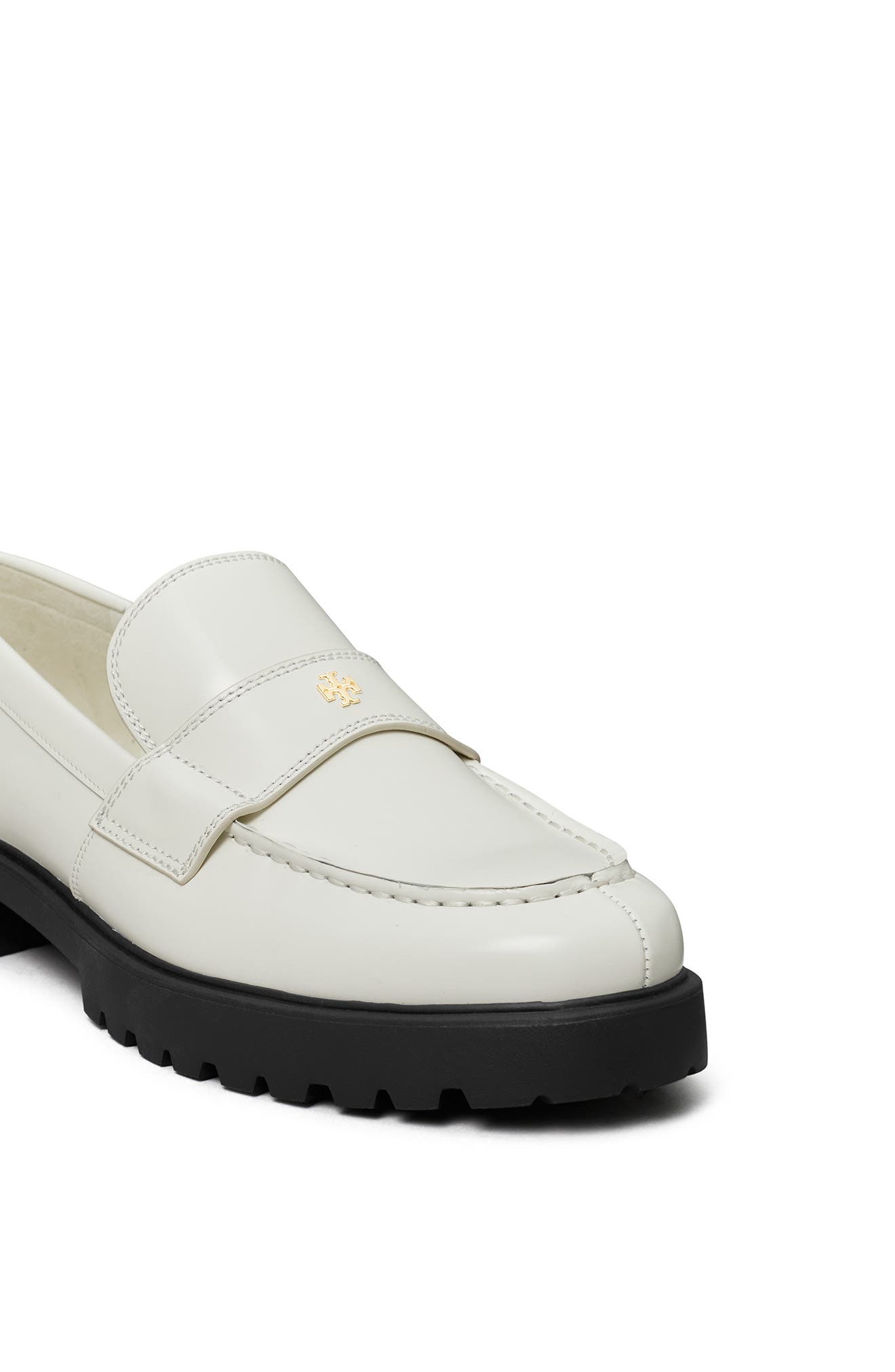 Tory Burch White and Brown Leather Lug Sole Loafers with Gold Logo Tory Burch Classic Platform Lug Sole Loafer (Women) | Nordstrom main image 2