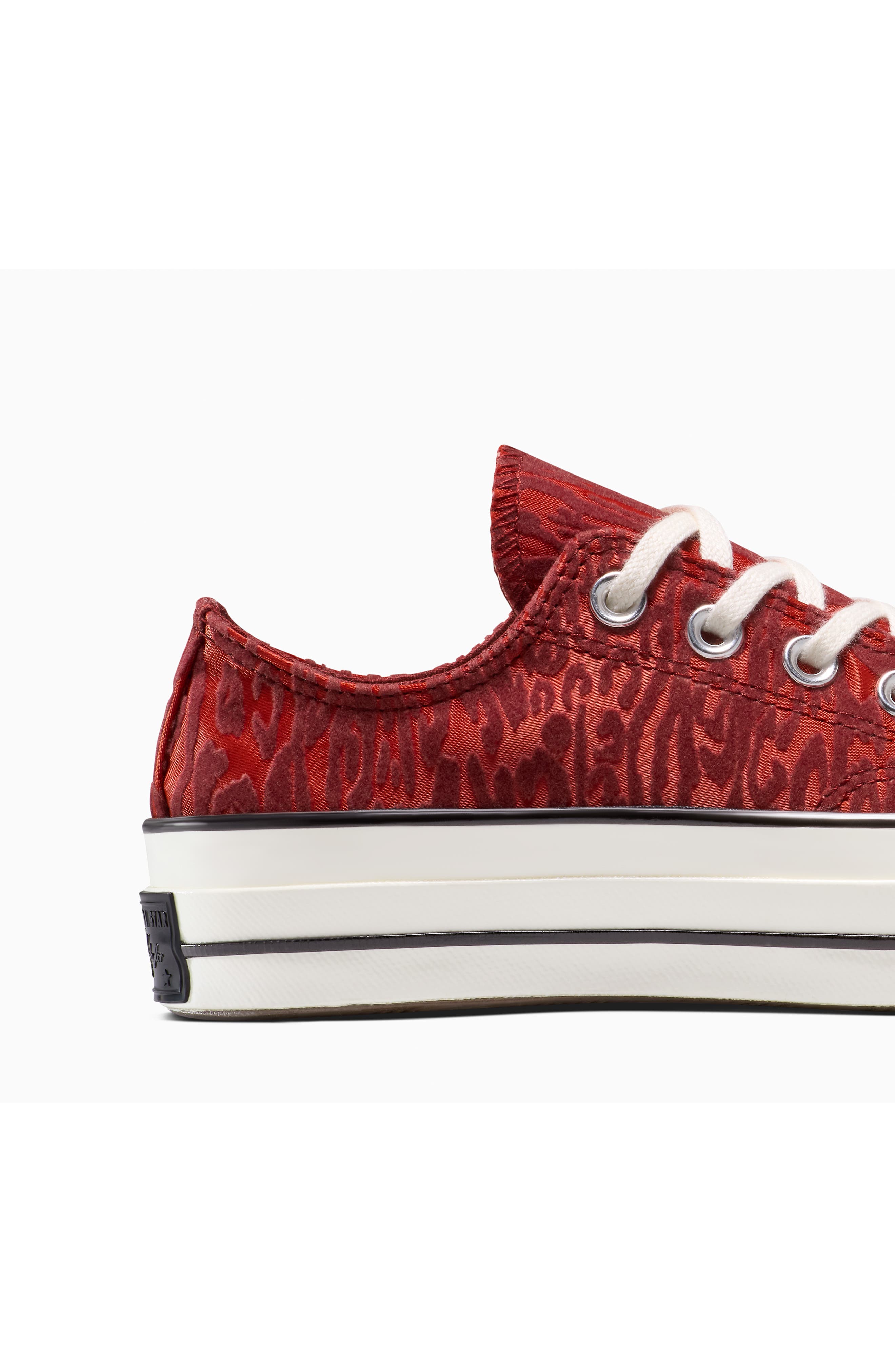 Converse Gender Inclusive Chuck 70 Leopard Flocked Satin Low Top Sneaker, Alternate, color, Rottin Apple/ By The Campfire