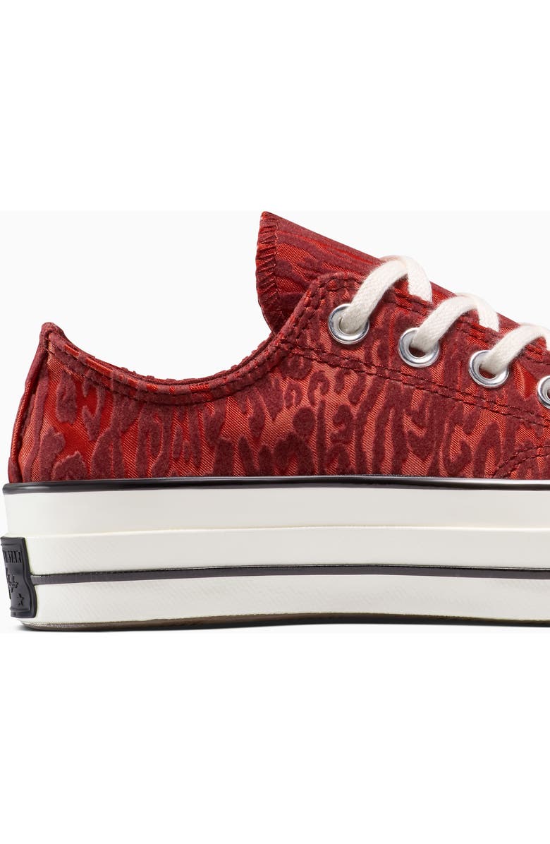 Converse Gender Inclusive Chuck 70 Leopard Flocked Satin Low Top Sneaker, Alternate, color, Rottin Apple/ By The Campfire