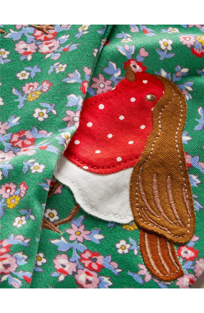 Mini Boden Kids' Floral Robin Applique Leggings, Alternate, color, 