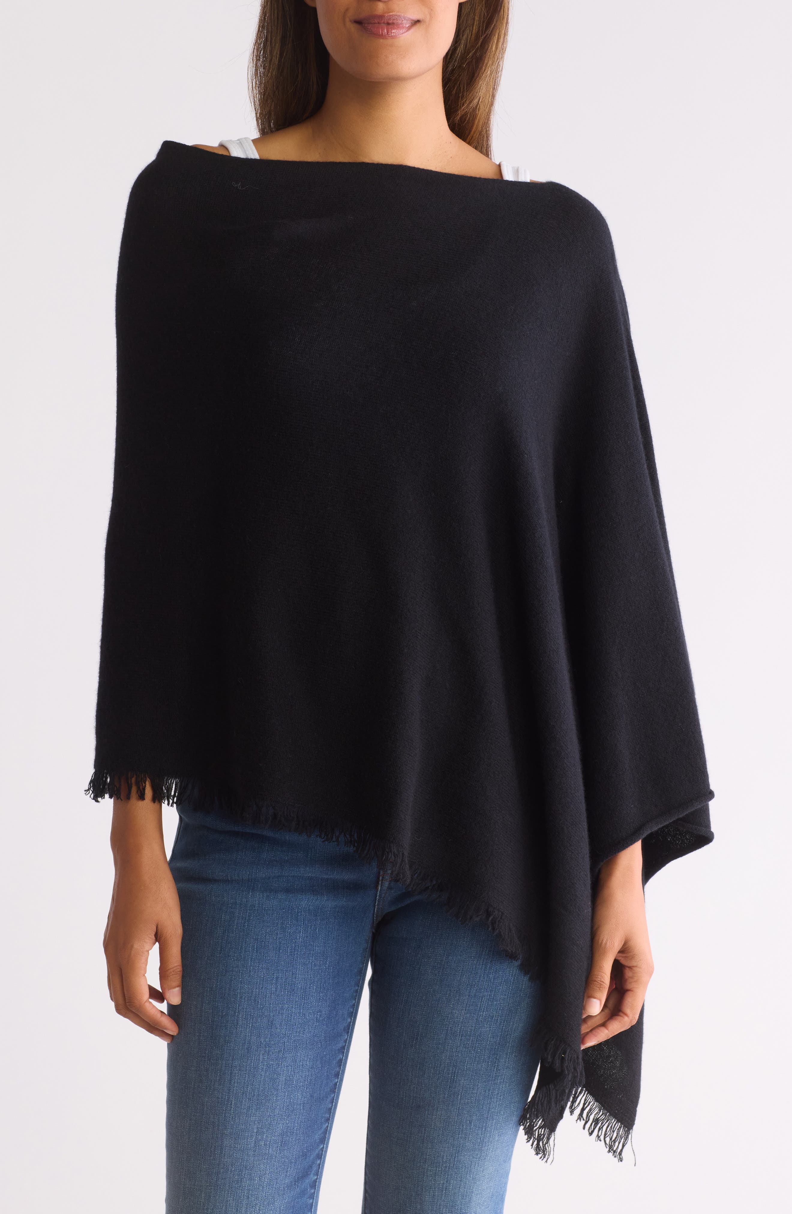 Amicale Cashmere Fringe Poncho