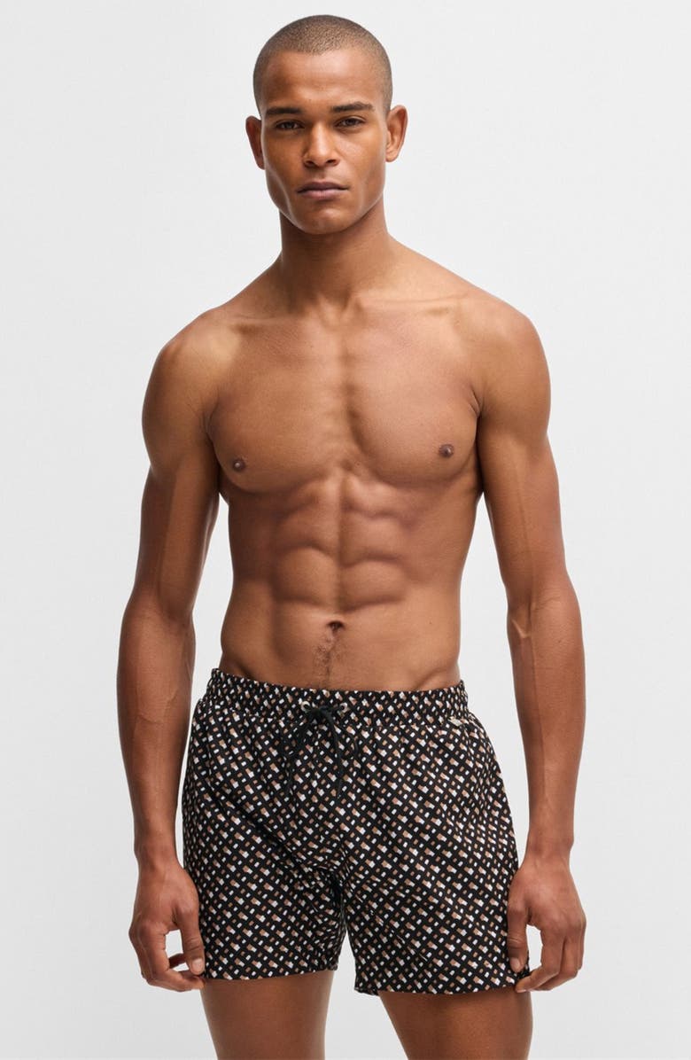 BOSS Manu New Swim Trunks, Alternate, color, Black