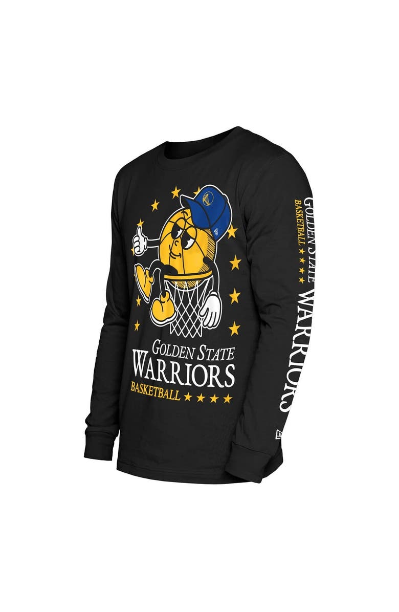 New Era Men's New Era Black Golden State Warriors Old School Sport Long Sleeve T-Shirt, Alternate, color, Black