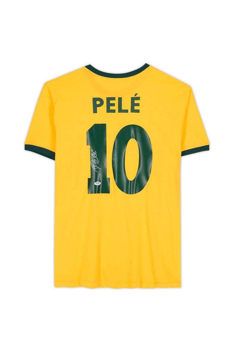 Pele Brazil National Team Autographed Yellow Jersey, Alternate, color, Yellow