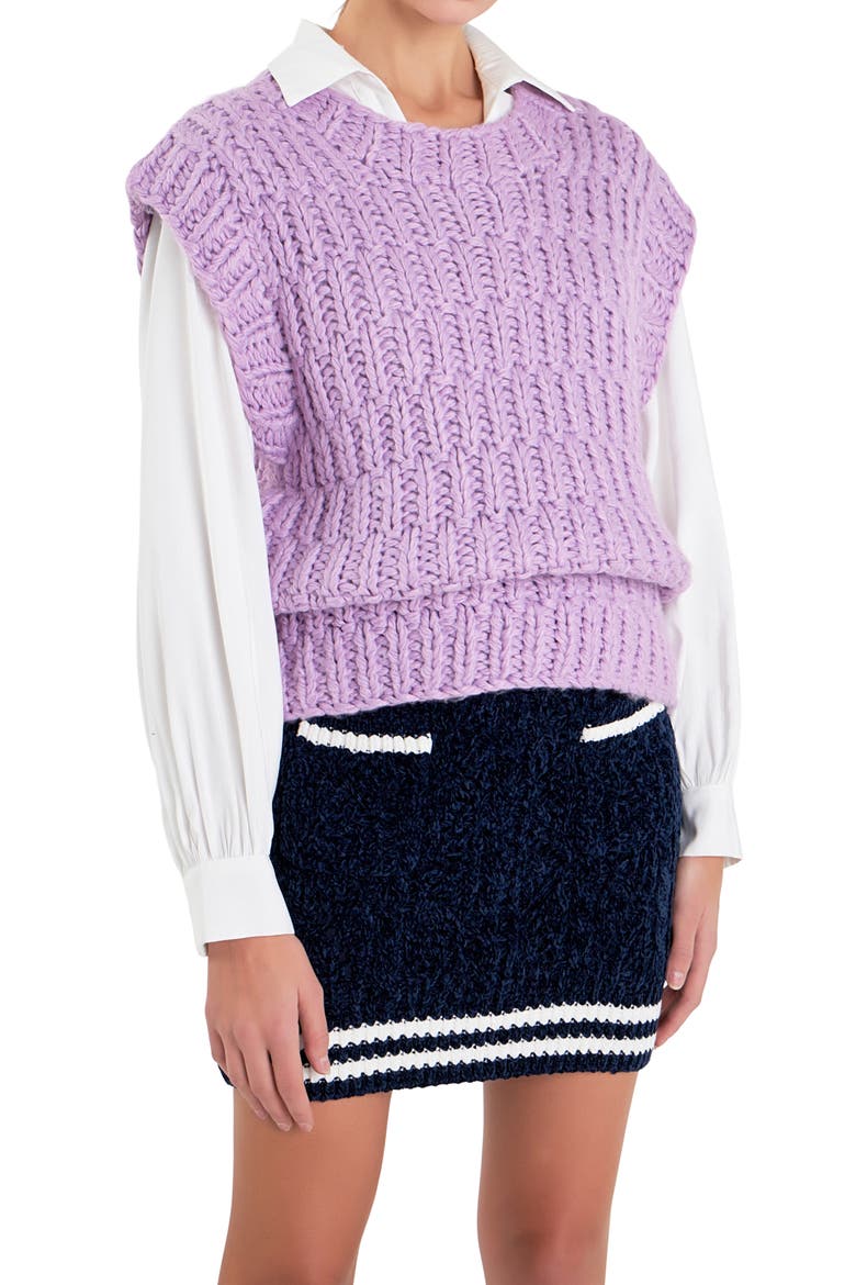Chunky Cap Sleeve Sweater, Alternate, color, LILAC
