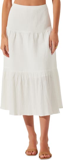 スカート ASCENSION TIERED MIDI SKIRT Ascension Tiered Midi Skirt Blue/Cream Indienne Floral
