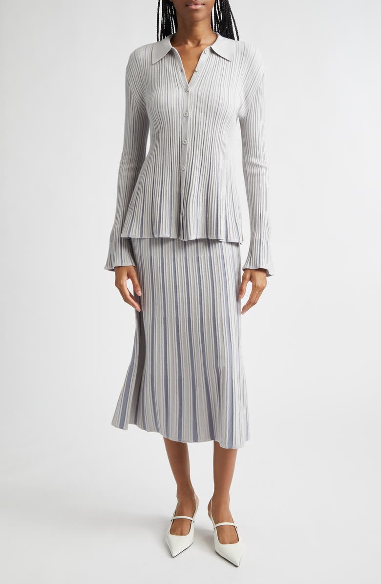 Emporio Armani Plated Cardigan, Alternate, color, Pearl